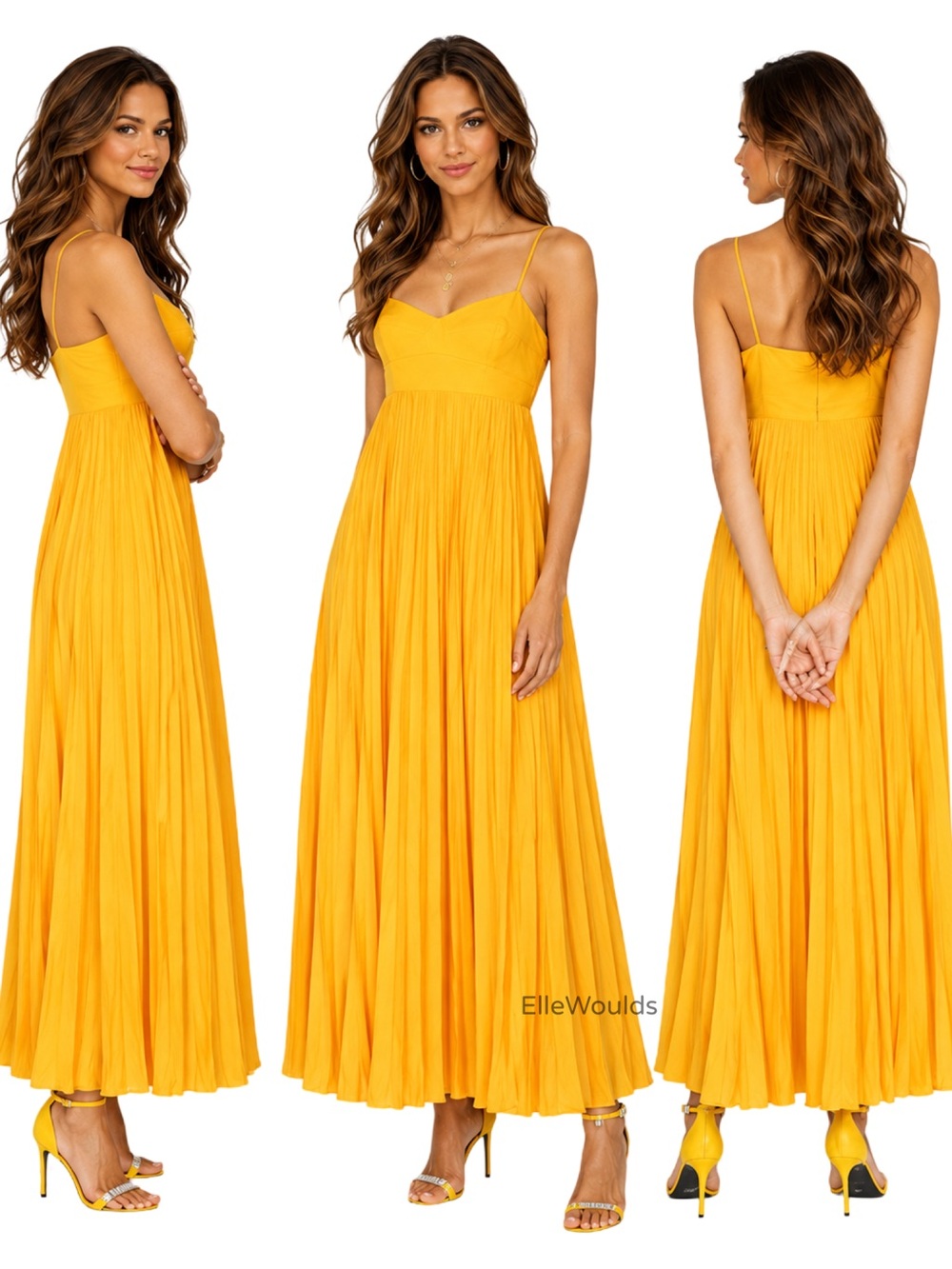 Obando Honeycomb Gown Burnt Yellow Maxi Spaghetti Straps US Size 14 $405